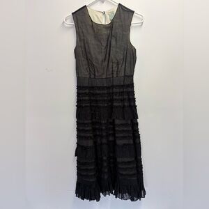 Anthropologie Odille Black Layered Ruffle Midi Dress Size 2
